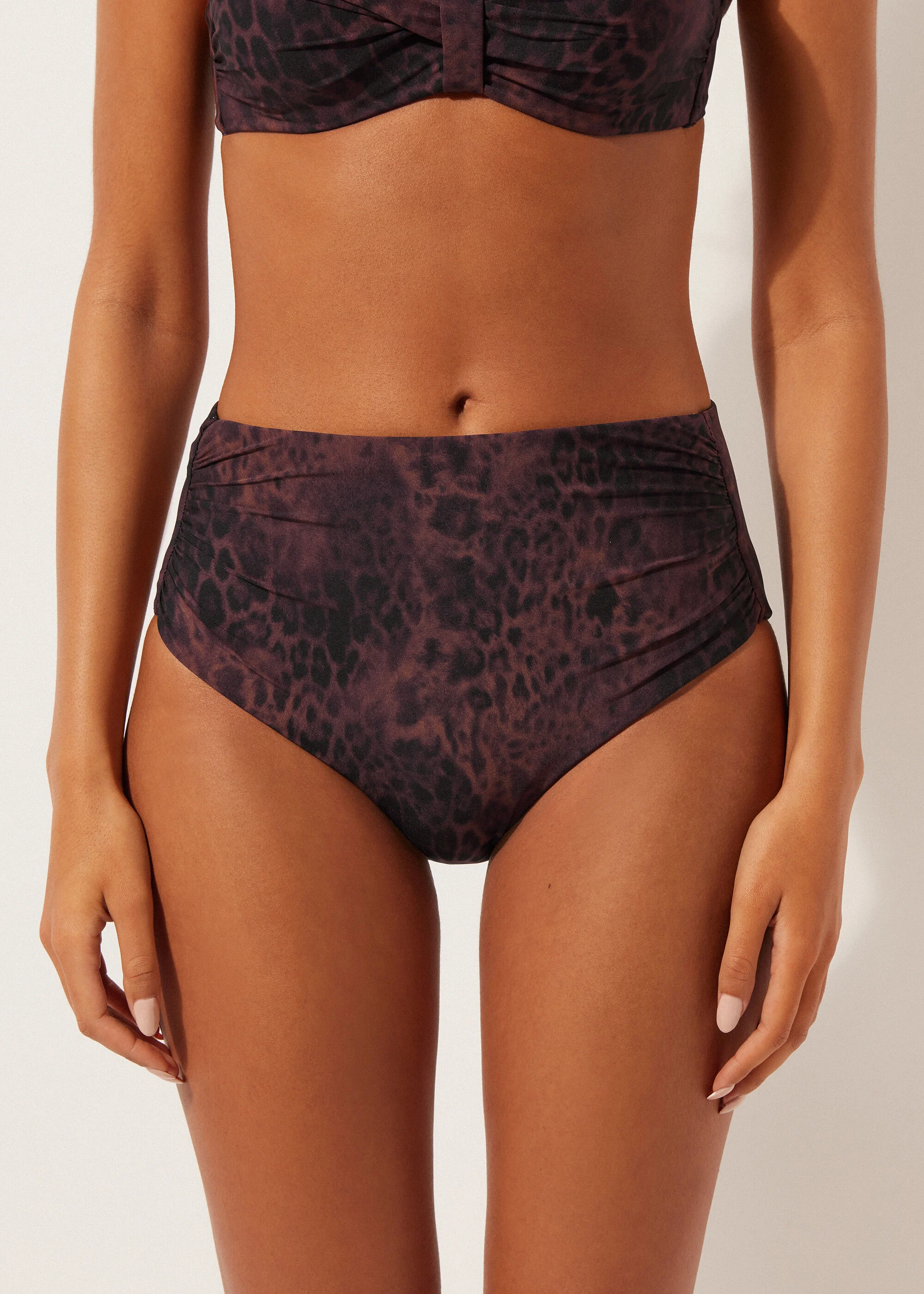 High-Waist Bikini Bottom Dark Animalier