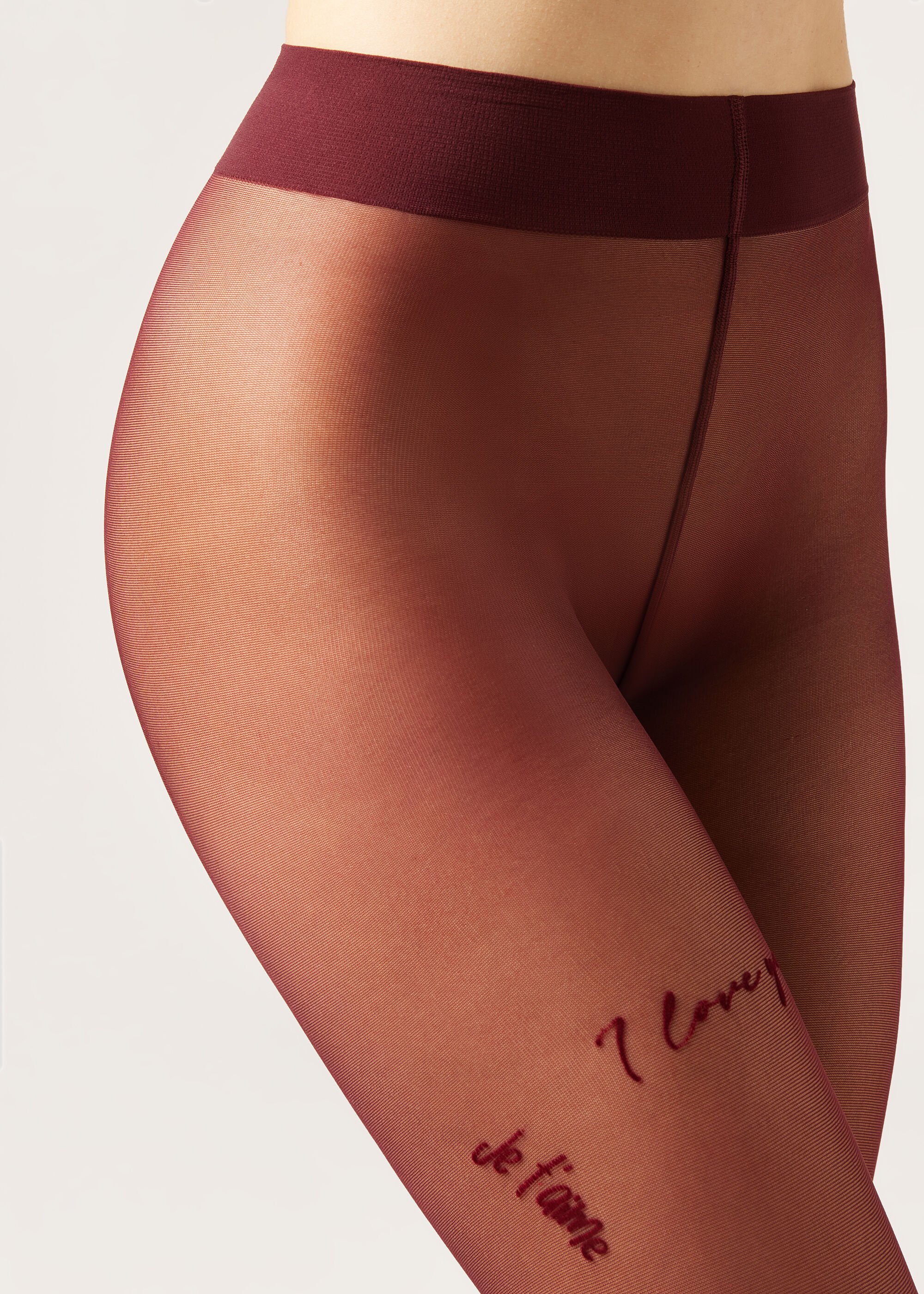 Sheer Tights with "I Love You" Writing