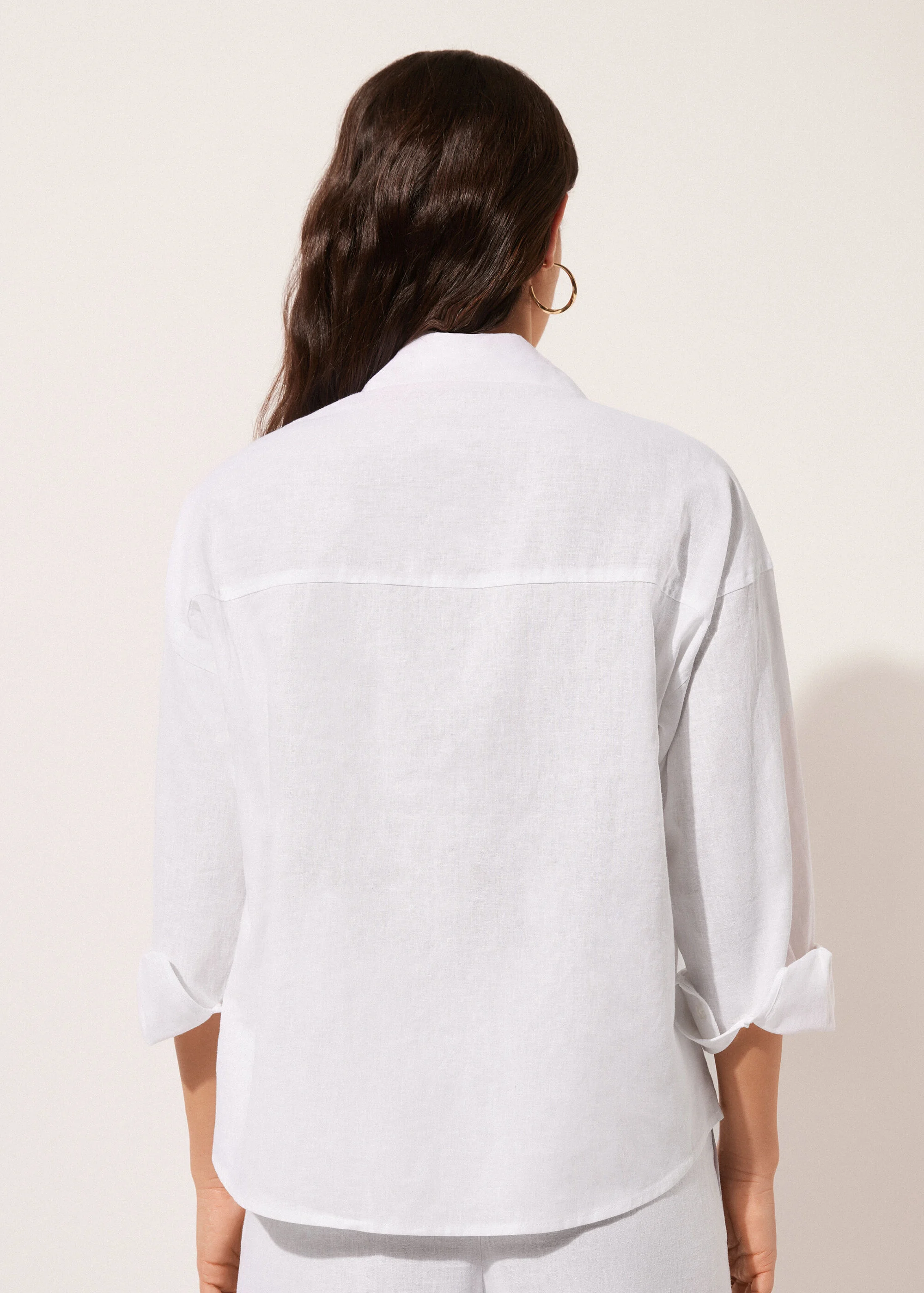 Cropped Linen and Viscose Shirt