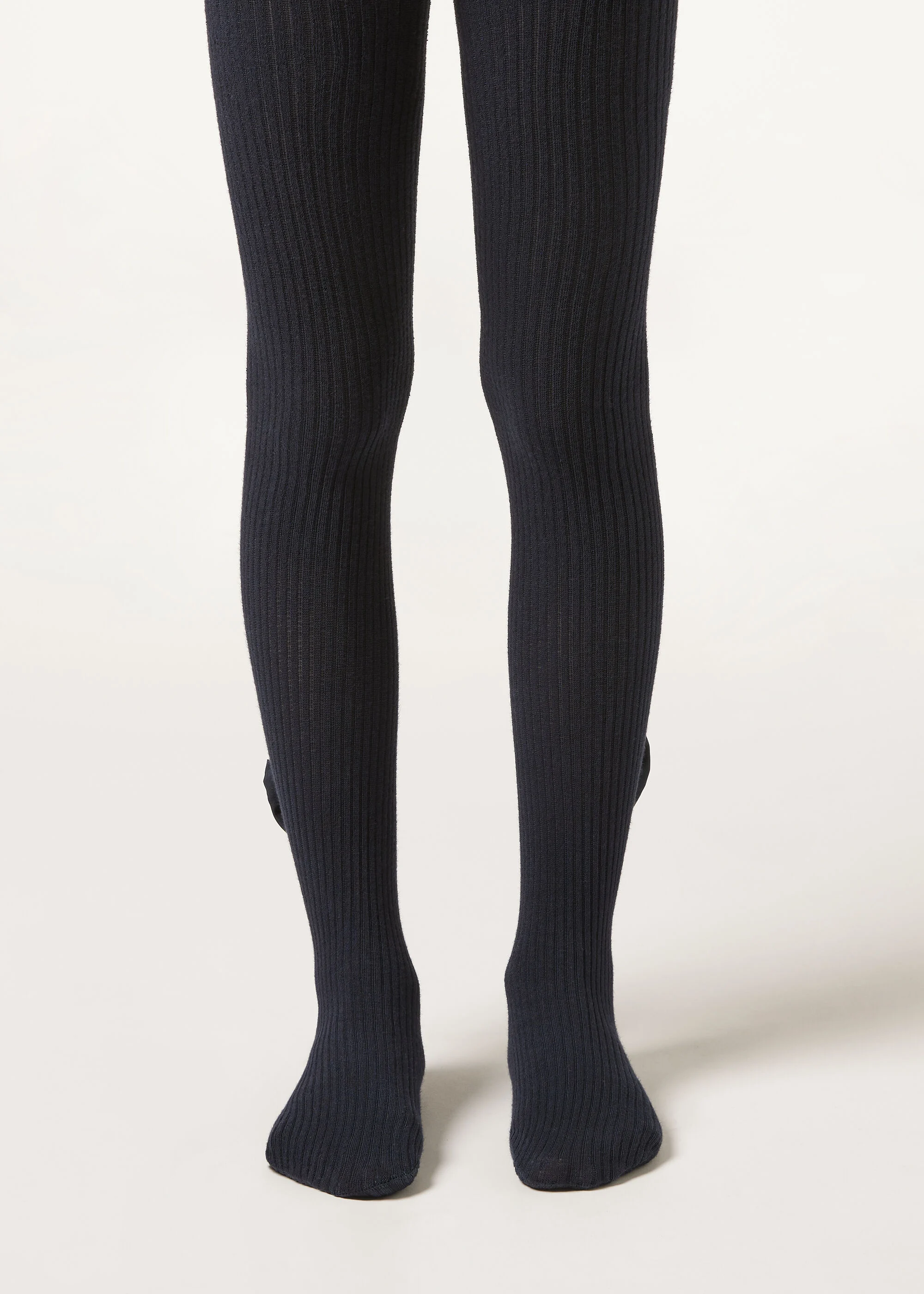 Girls’ Ribbed Cotton Tights with Bow